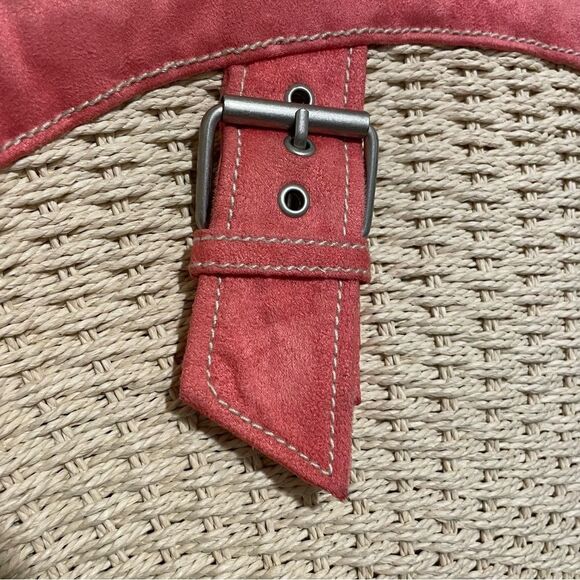 Rolfs Woven Straw Purse Handbag Cream With Pink Straps - Picture 4 of 13